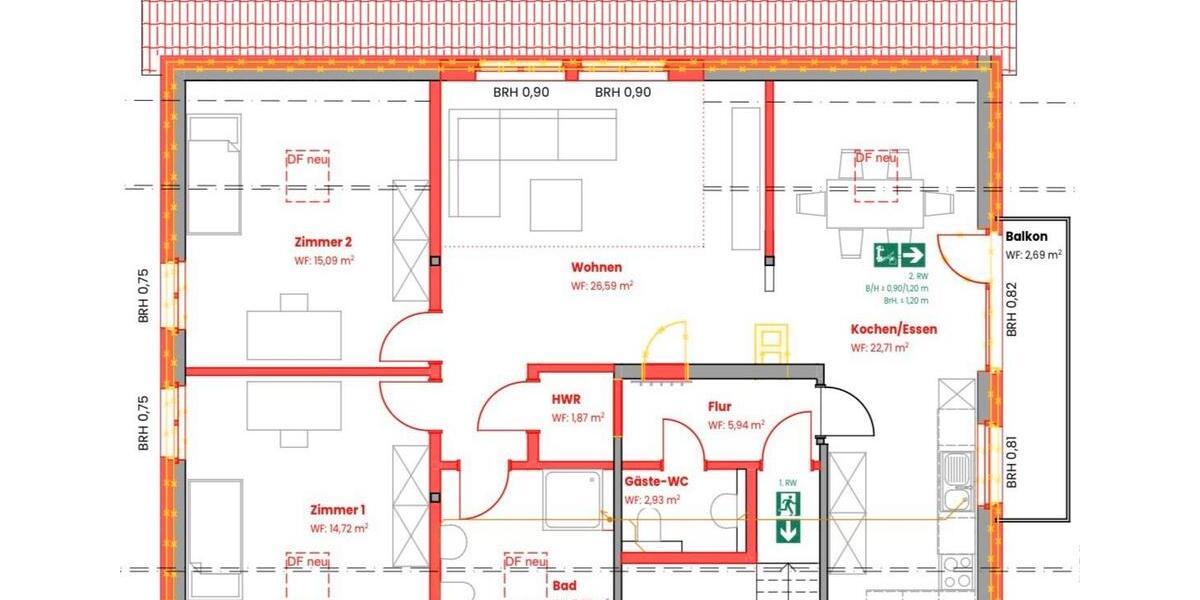 Etagenwohnung Ibbenbüren Bockraden - 3 Zimmer, 90 m&sup2;, 1.300&euro; | Angebot:25519503