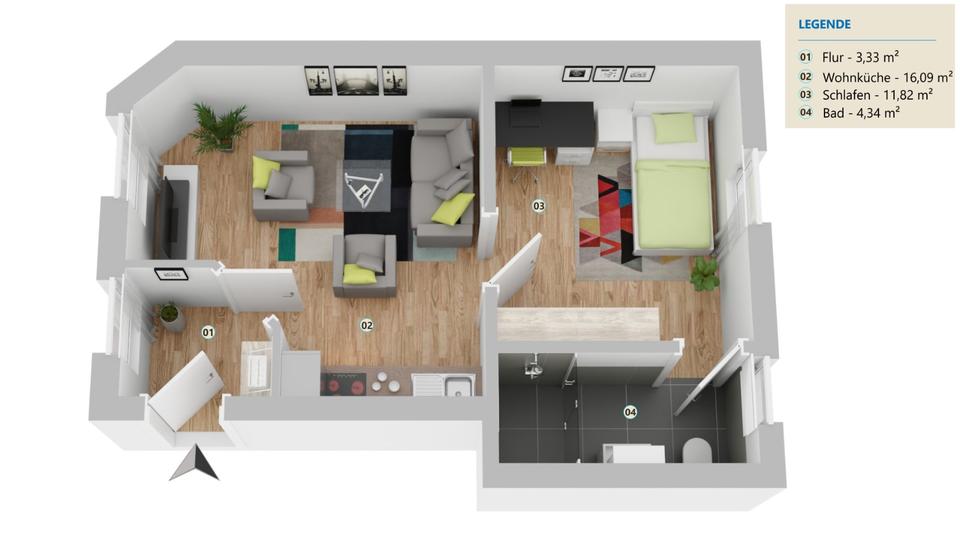 Erdgeschoßwohnung Hecklingen - 2 Zimmer, 260&euro; | Angebot:22469823