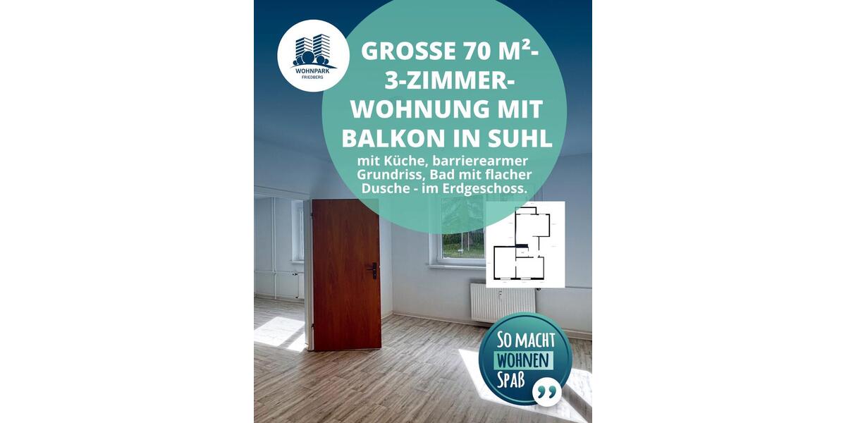 Erdgeschoßwohnung Suhl - 3 Zimmer, 70 m&sup2;, 400&euro; | Angebot:19517504
