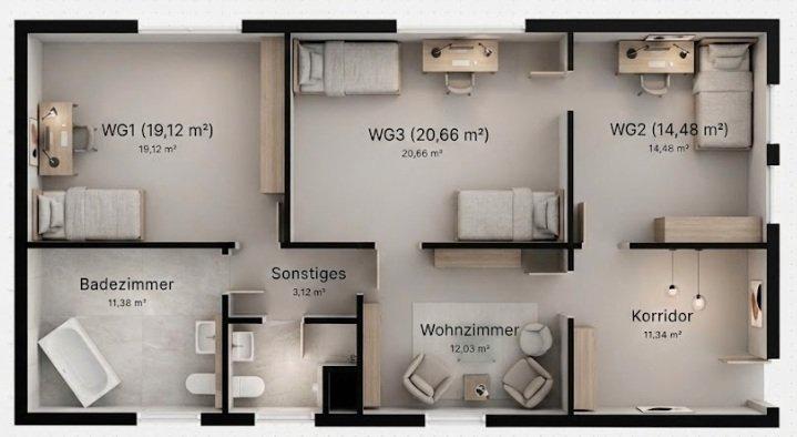 Maisonettenwohnung Ebersdorf bei Coburg - 6 Zimmer, 140 m&sup2;, 1.120&euro; | Angebot:26552554