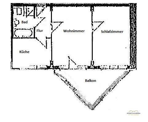 Etagenwohnung Bitterfeld-Wolfen Bitterfeld - 2 Zimmer, 60 m&sup2;, 495&euro; | Angebot:26487349
