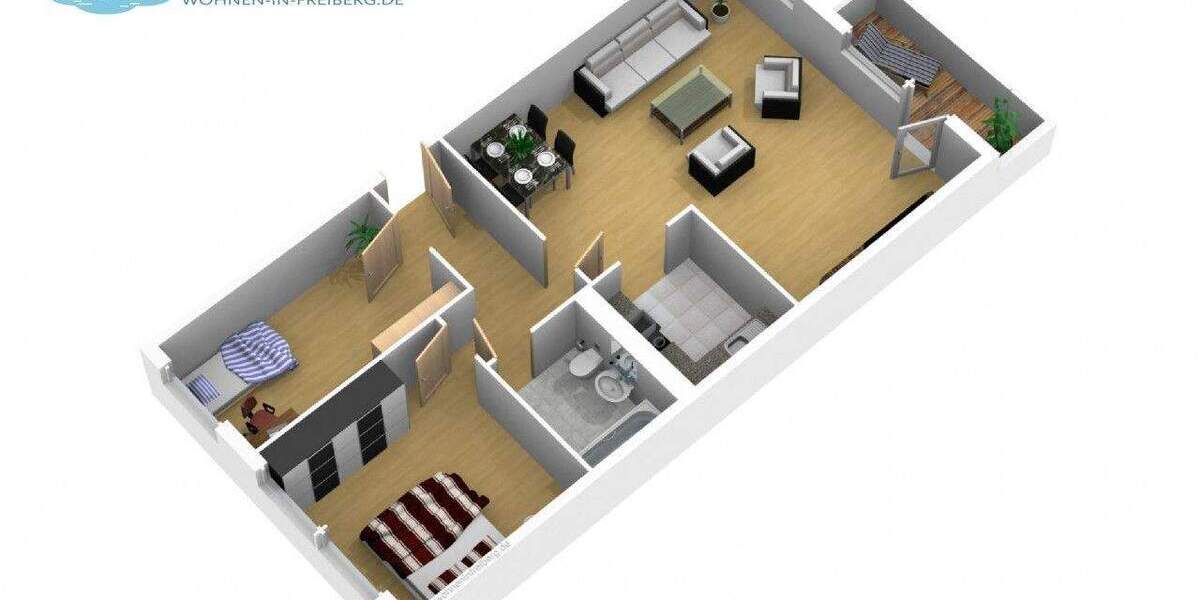 Etagenwohnung Freiberg Freiberg West - 3 Zimmer, 68 m&sup2;, 439&euro; | Angebot:25899901