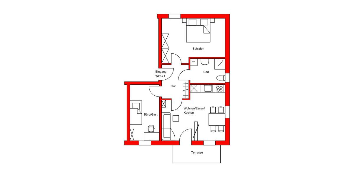 Erdgeschoßwohnung Weiden in der Oberpfalz - 3 Zimmer, 70 m&sup2;, 1.200&euro; | Angebot:26183230