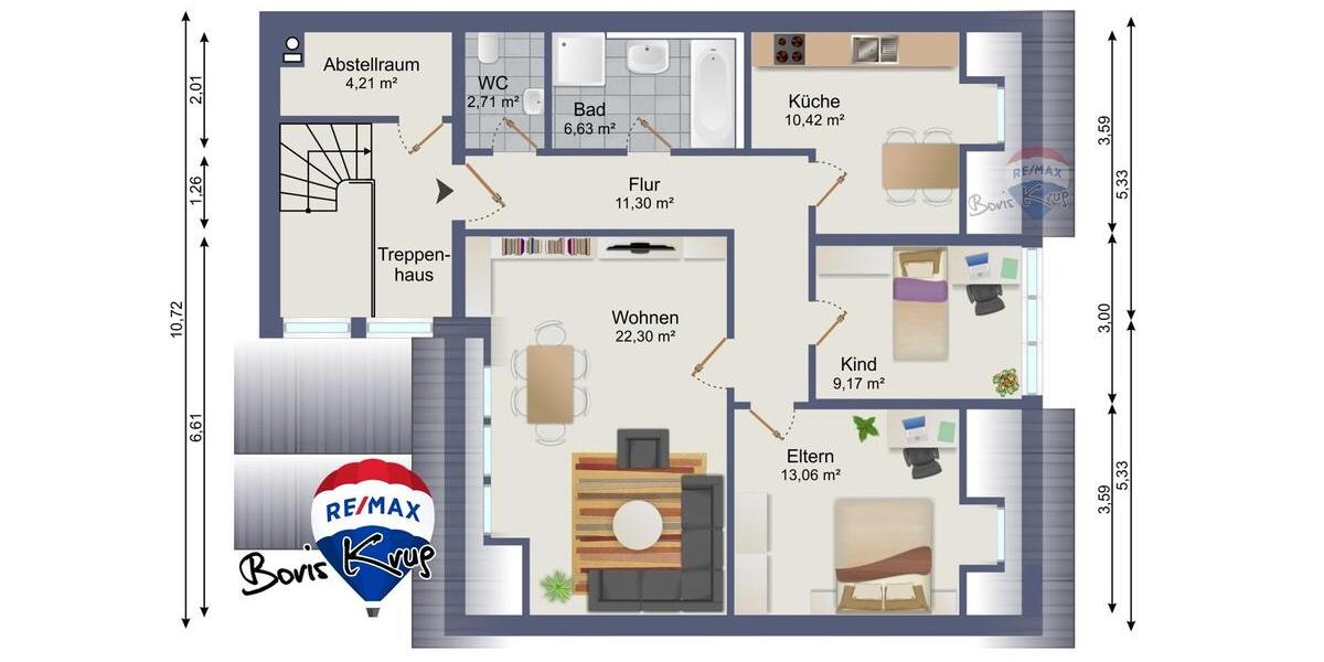 Zentrale Dachgeschosswohnung in Walsrode - A-Effizienz 3 zimmer