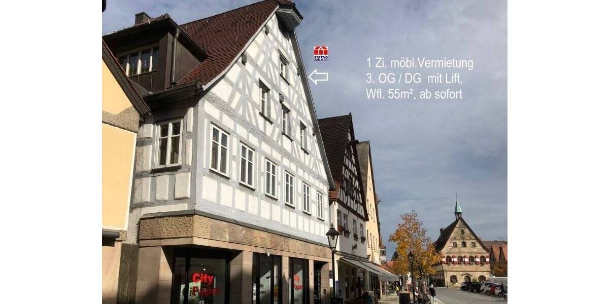 Möblierte DG Wohnung mit Lift im 3.OG im Herzen von LaufPegn. 1 zimmer