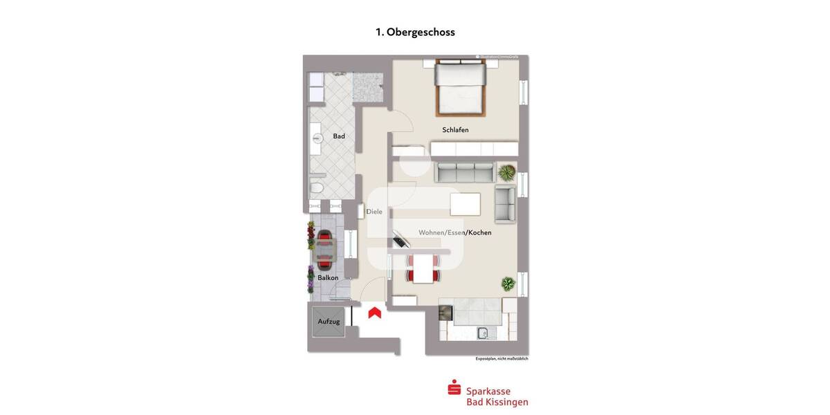 Etagenwohnung Bad Kissingen - 2 Zimmer, 84 m&sup2;, 725&euro; | Angebot:25957525