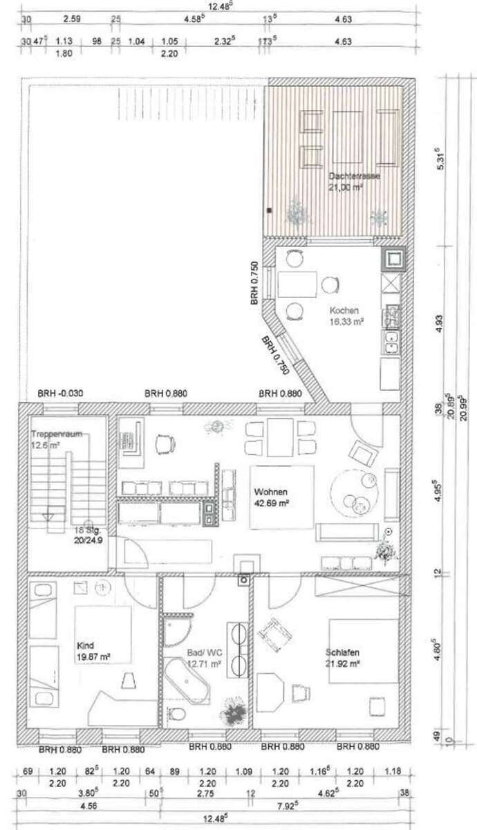 Wohntraum! Große 3 Zimmerwohnung mit riesiger Dachterrasse, Kamin + Einbauküche! 3 zimmer