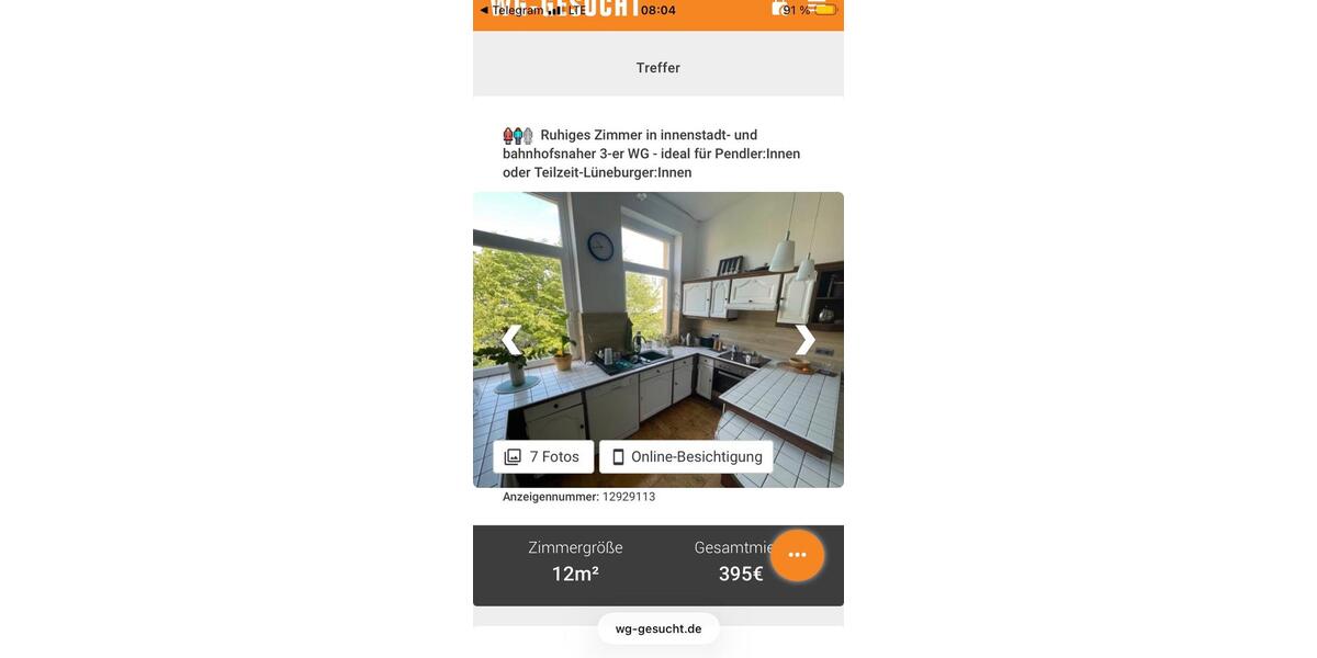 Wohnen auf Zeit Lüneburg - 1 Zimmer, 12 m&sup2;, 395&euro; | Angebot:26661736