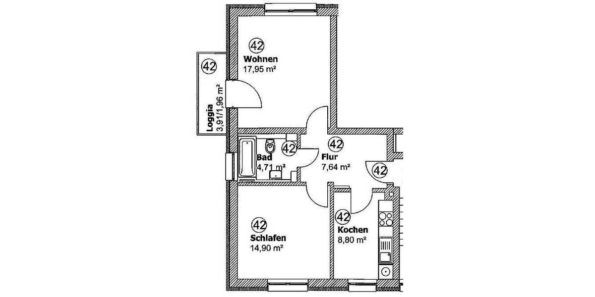 Etagenwohnung Bad Brückenau - 2 Zimmer, 56 m&sup2;, 450&euro; | Angebot:26092163