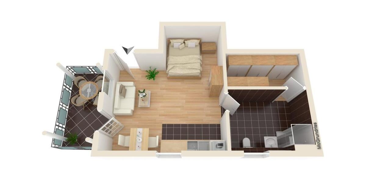 Etagenwohnung Parchim - 1 Zimmer, 41 m&sup2;, 320&euro; | Angebot:26480594