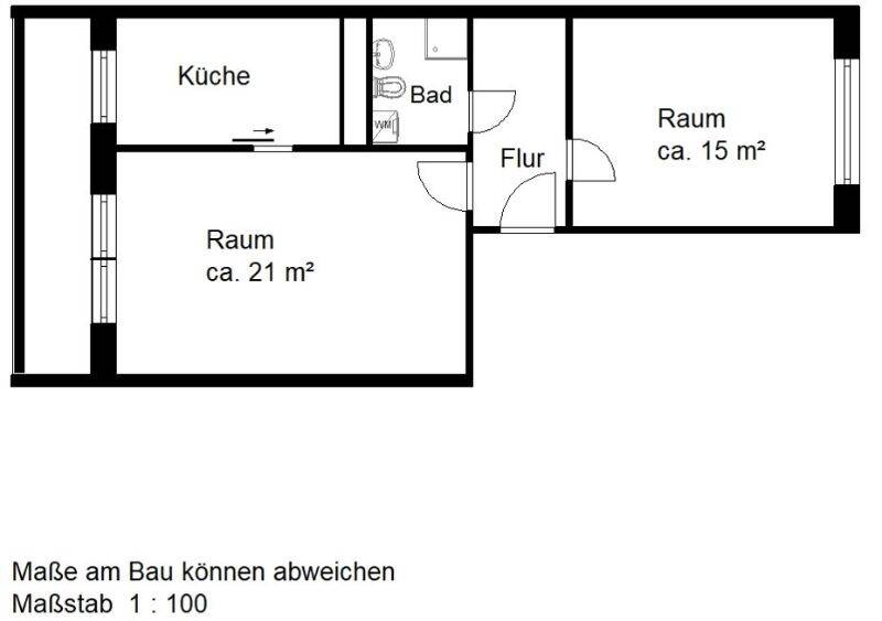 Etagenwohnung Halle (Saale) Heide Nord - 2 Zimmer, 54 m&sup2;, 274&euro; | Angebot:26160368