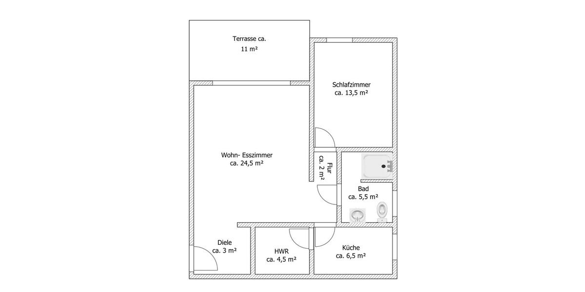 Erdgeschoßwohnung Losheim am See - 2 Zimmer, 67 m&sup2;, 780&euro; | Angebot:24851911