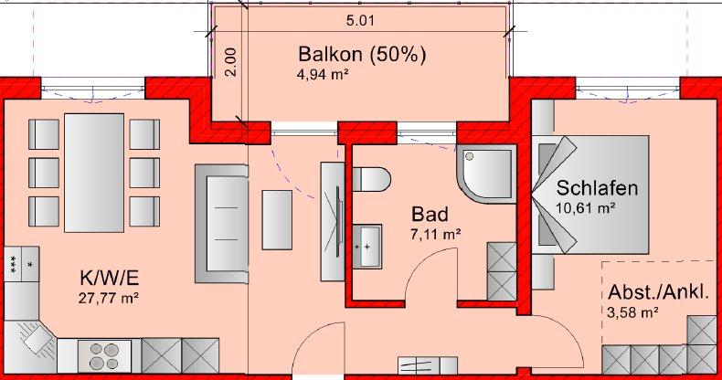 Etagenwohnung Pfarrkirchen - 1 Zimmer, 54 m&sup2;, 685&euro; | Angebot:26180630