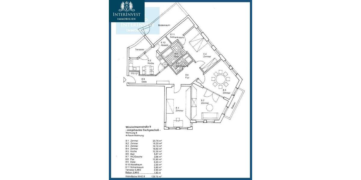 Etagenwohnung Magdeburg Stadtfeld Ost - 4 Zimmer, 129 m&sup2;, 1.200&euro; | Angebot:26154731