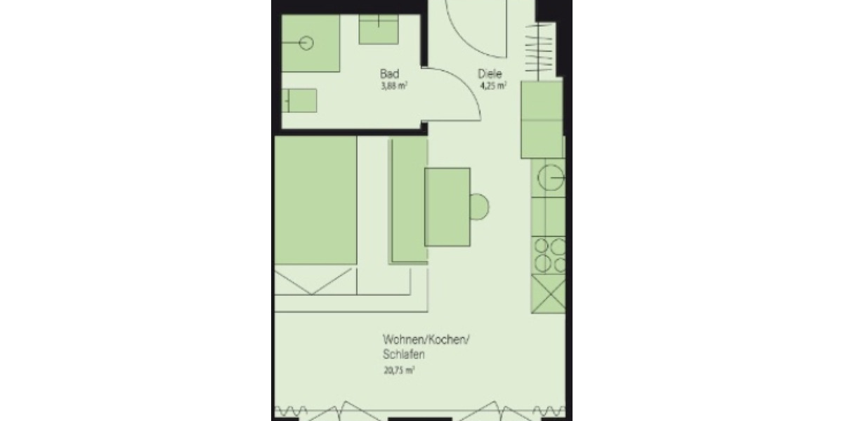 Wohnen auf Zeit Ravensburg - 1 Zimmer, 29 m&sup2;, 750&euro; | Angebot:25943573