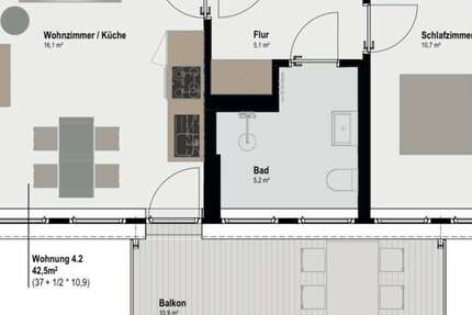 Wohnung zum Mieten in Aachen 637,50 € 42.5 m² 2 zimmer