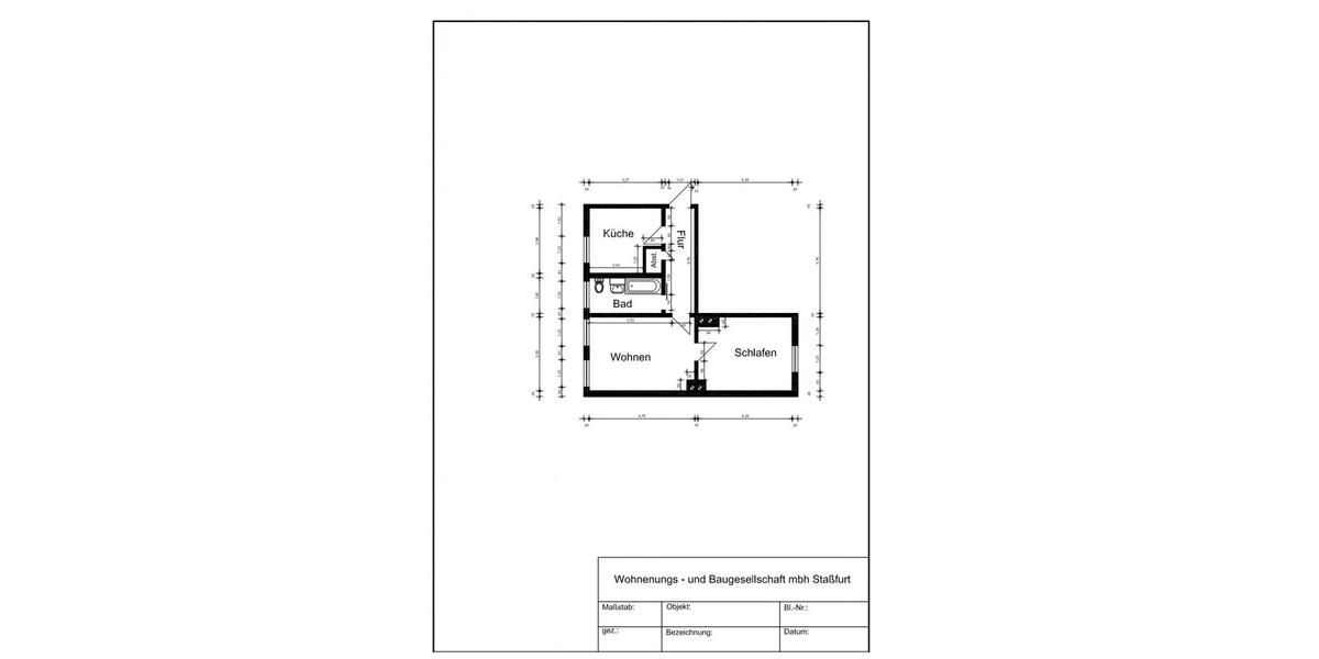 Etagenwohnung Staßfurt - 2 Zimmer, 51 m&sup2;, 313&euro; | Angebot:26663791