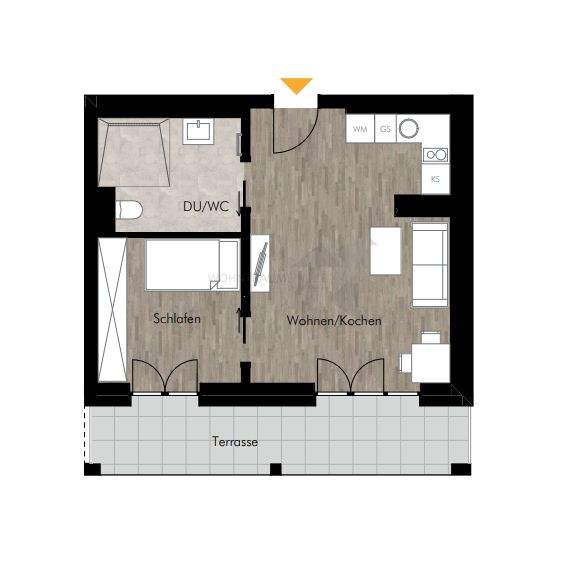 Etagenwohnung Chemnitz Rabenstein - 2 Zimmer, 45 m&sup2;, 652&euro; | Angebot:26307406