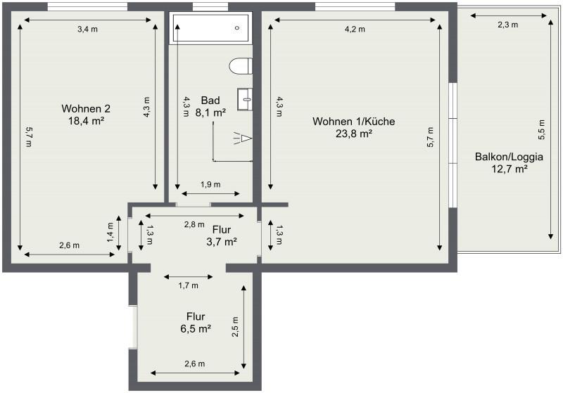 barrierearme 2-Raumwohnung mit Wohnküche und großzügigem Balkon WBS erforderlich 2 zimmer