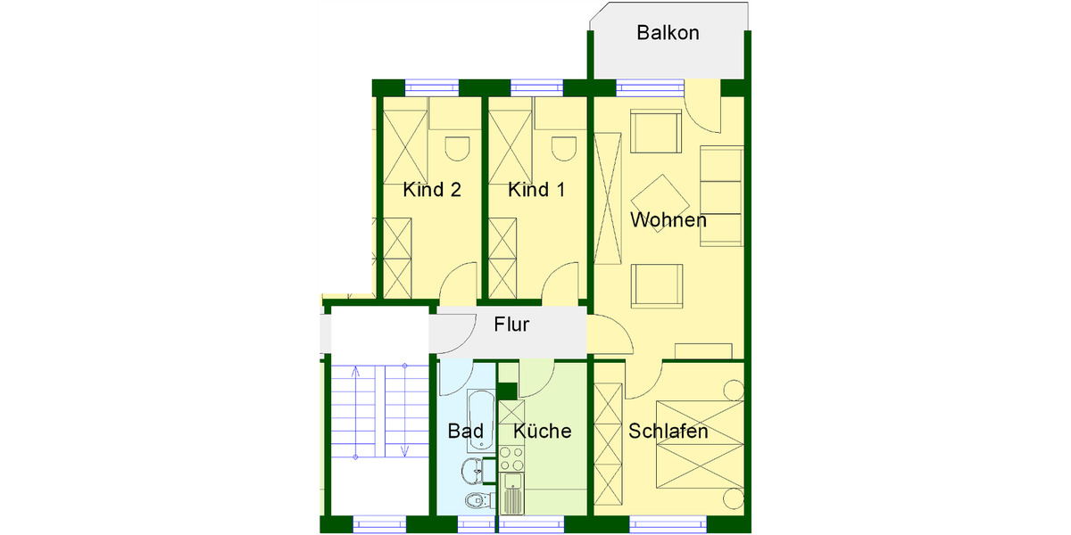 Etagenwohnung Wernigerode - 4 Zimmer, 69 m&sup2;, 473&euro; | Angebot:25974575