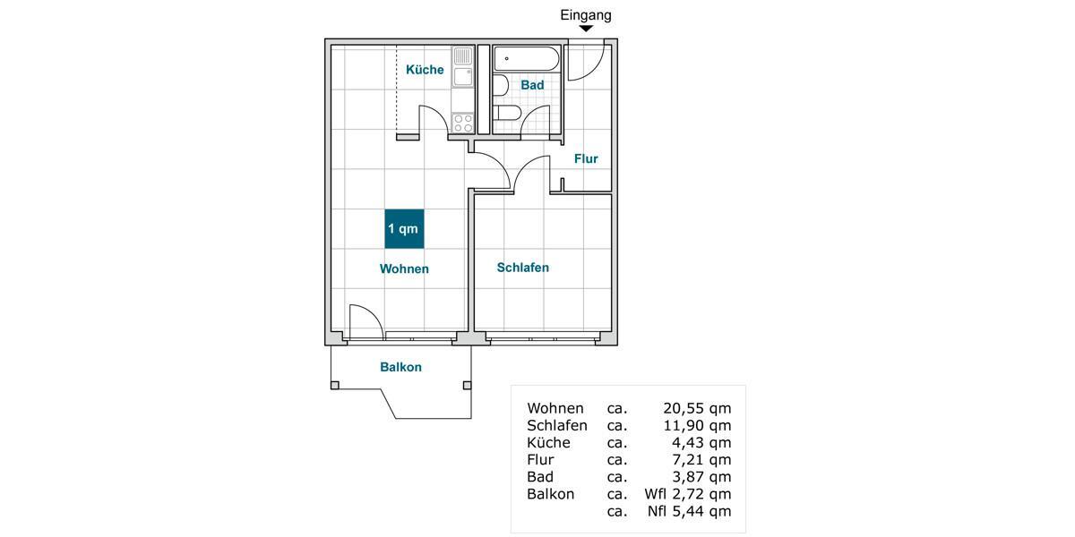 Erdgeschoßwohnung Dresden Prohlis - 2 Zimmer, 51 m&sup2;, 416&euro; | Angebot:25917895