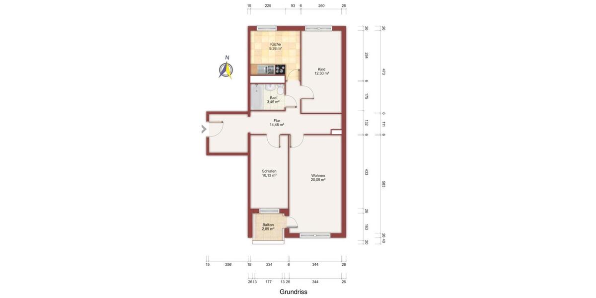 Etagenwohnung Neubrandenburg - 3 Zimmer, 70 m&sup2;, 540&euro; | Angebot:26672012