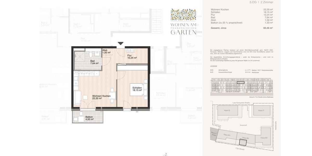 Etagenwohnung Celle - 2 Zimmer, 60 m&sup2;, 919&euro; | Angebot:26712172