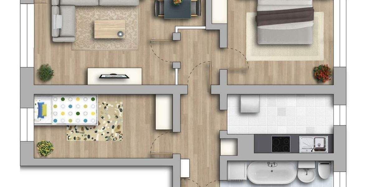 Etagenwohnung Bernburg (Saale) Bernburg - 3 Zimmer, 57 m&sup2;, 329&euro; | Angebot:25739820