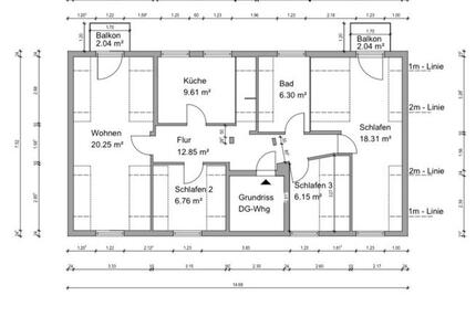 4 Zimmer-DG-Wohnung mit Balkon und Einbauküche in ruhiger Lage 4 zimmer