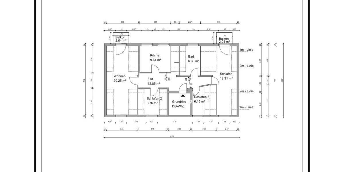 4 Zimmer-DG-Wohnung mit Balkon und Einbauküche in ruhiger Lage 4 zimmer
