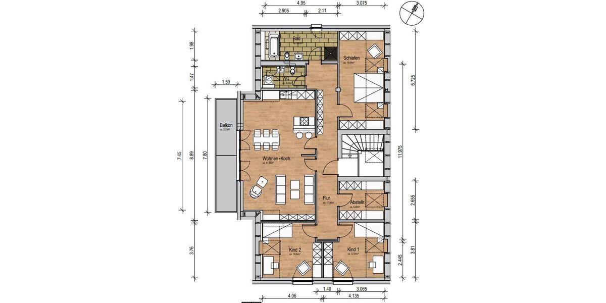 Dachgeschoßwohnung Gülzow-Prüzen Prüzen - 4 Zimmer, 122 m&sup2;, 1.652&euro; | Angebot:25127508
