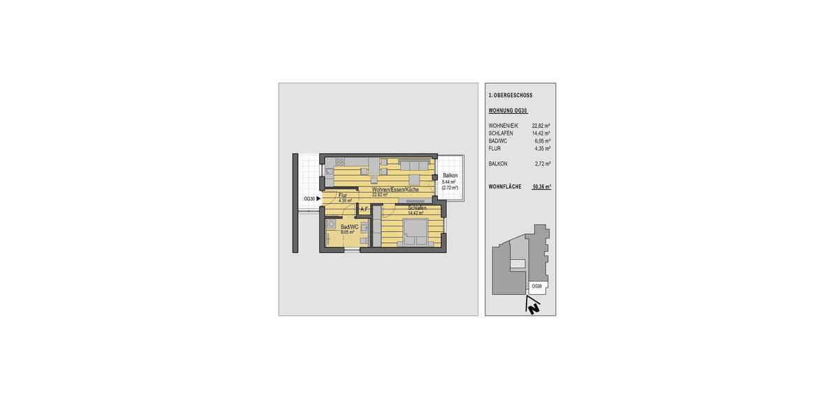 Etagenwohnung Straubing - 2 Zimmer, 50 m&sup2;, 655&euro; | Angebot:26730487