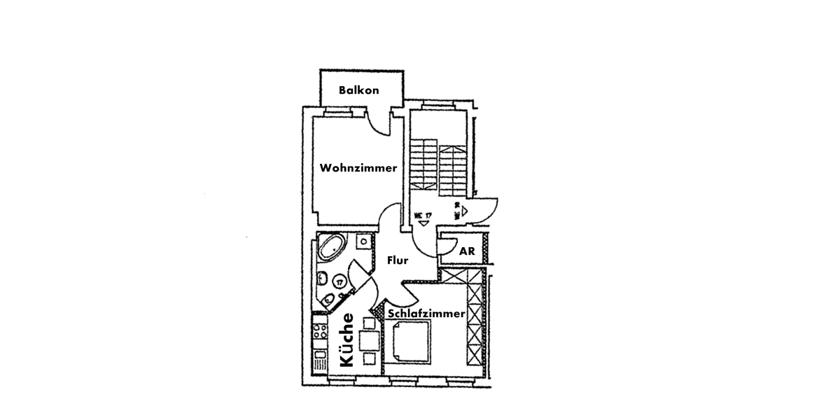 Etagenwohnung Magdeburg Alte Neustadt - 2 Zimmer, 57 m&sup2;, 360&euro; | Angebot:25297303