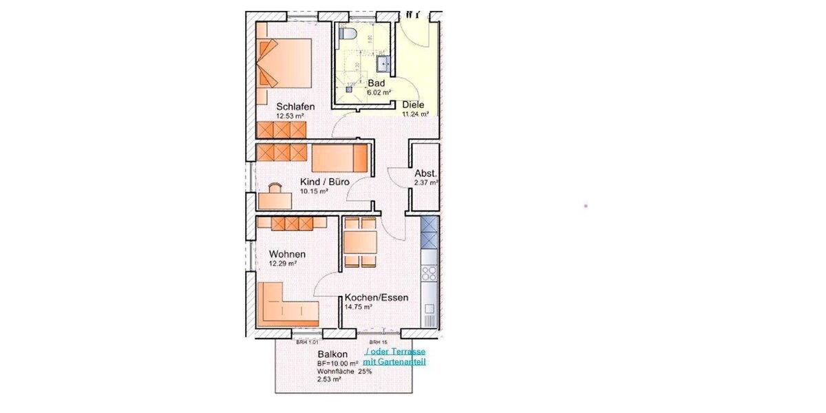 Erdgeschoßwohnung Bergheim - 2 Zimmer, 70 m&sup2;, 895&euro; | Angebot:26534502