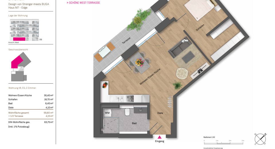 Erdgeschoßwohnung Heilbronn Kernstadt - 2 Zimmer, 64 m&sup2;, 1.180&euro; | Angebot:24716157