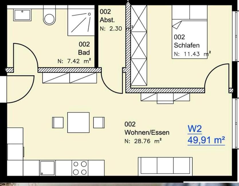 Exklusive 2 Zimmer Neubauwohnung mit Stellplatz und Einbauküche zimmer