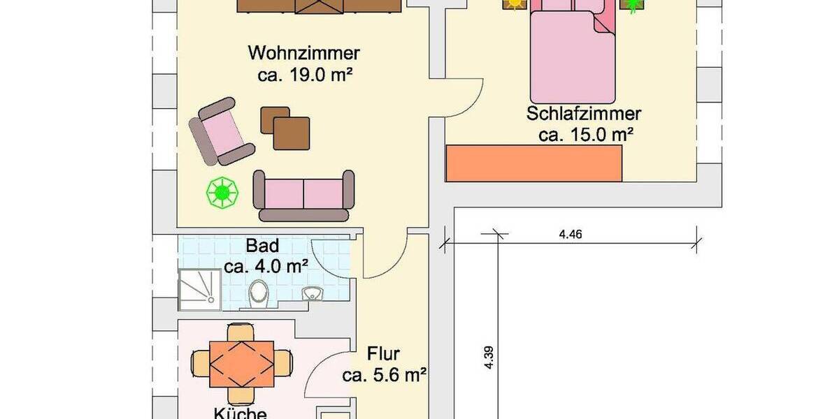 Etagenwohnung Rostock Stadtmitte - 2 Zimmer, 51 m&sup2;, 550&euro; | Angebot:26902603