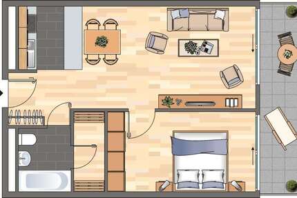 Wohnung Ludwigshafen am Rhein Mitte - 2 Zimmer, 52 m&sup2;, 492&euro; | Angebot:25272530