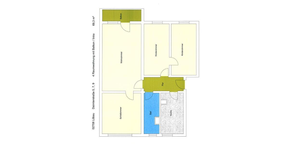 Etagenwohnung Löbau - 4 Zimmer, 69 m&sup2;, 381&euro; | Angebot:23327518
