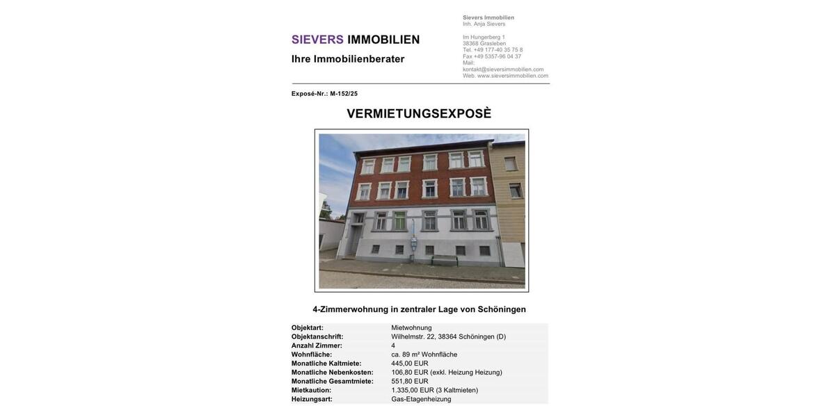 Wohnung in Schöningen zu vermieten. 4 zimmer