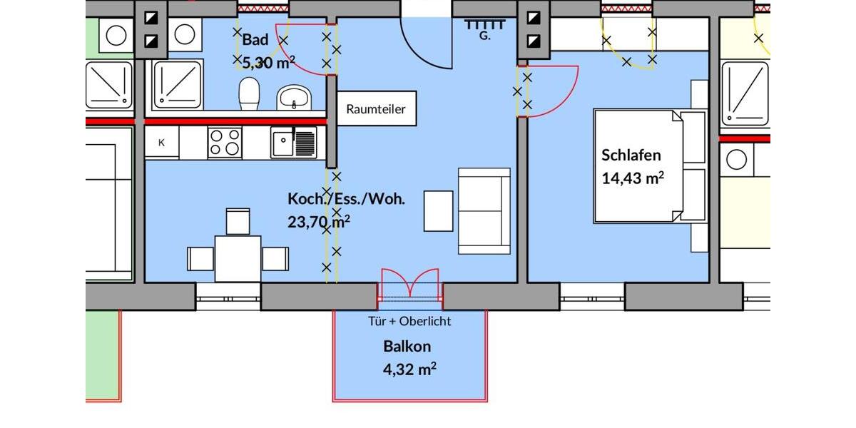 Etagenwohnung Waldmünchen - 2 Zimmer, 46 m&sup2;, 490&euro; | Angebot:24222161