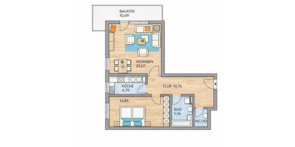 Etagenwohnung Bennewitz - 2 Zimmer, 65 m&sup2;, 490&euro; | Angebot:26110631