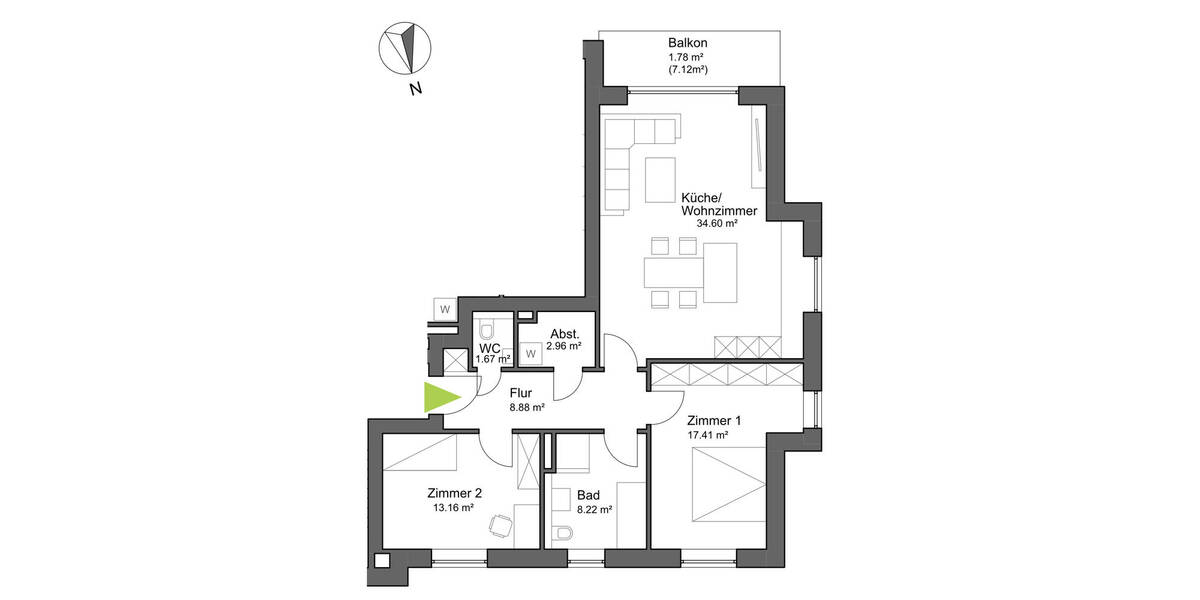 Etagenwohnung Seevetal Ohlendorf - 3 Zimmer, 89 m&sup2;, 1.240&euro; | Angebot:26128793