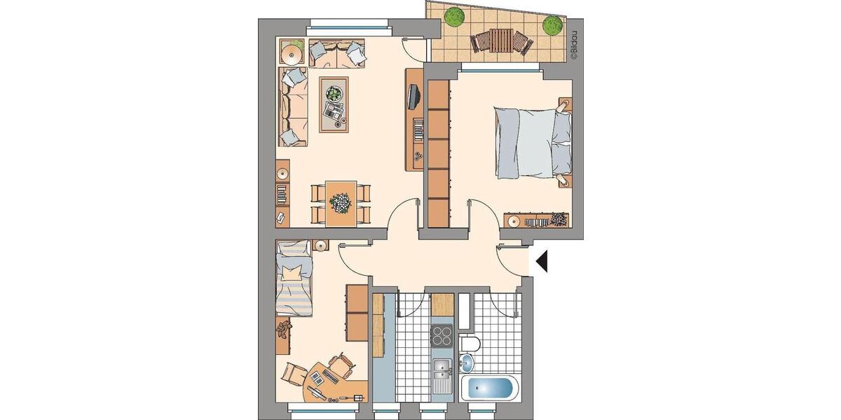 Erdgeschoßwohnung Gelsenkirchen Resse - 3.5 Zimmer, 65 m&sup2;, 499&euro; | Angebot:26652161