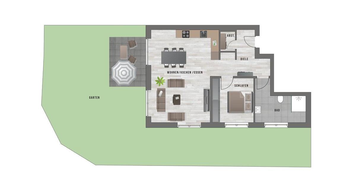 Erdgeschoßwohnung Detmold - 2 Zimmer, 1.130&euro; | Angebot:24440874