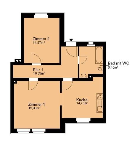 Etagenwohnung Riesa Gröba - 2 Zimmer, 65 m&sup2;, 349&euro; | Angebot:25916517