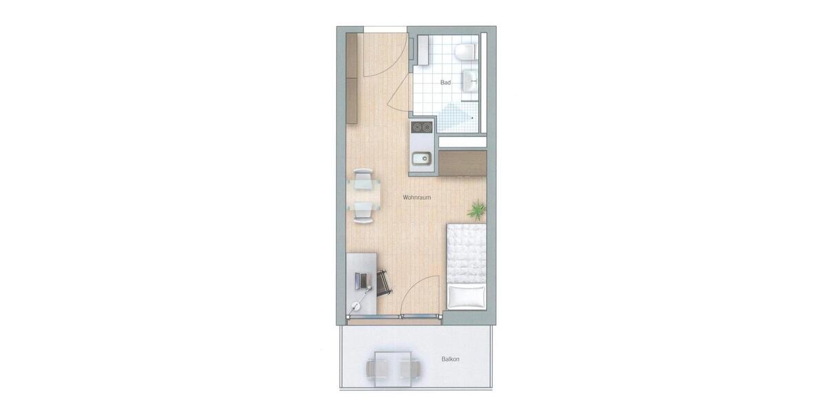 Etagenwohnung Vaterstetten Baldham - 1 Zimmer, 20 m&sup2;, 900&euro; | Angebot:26255309