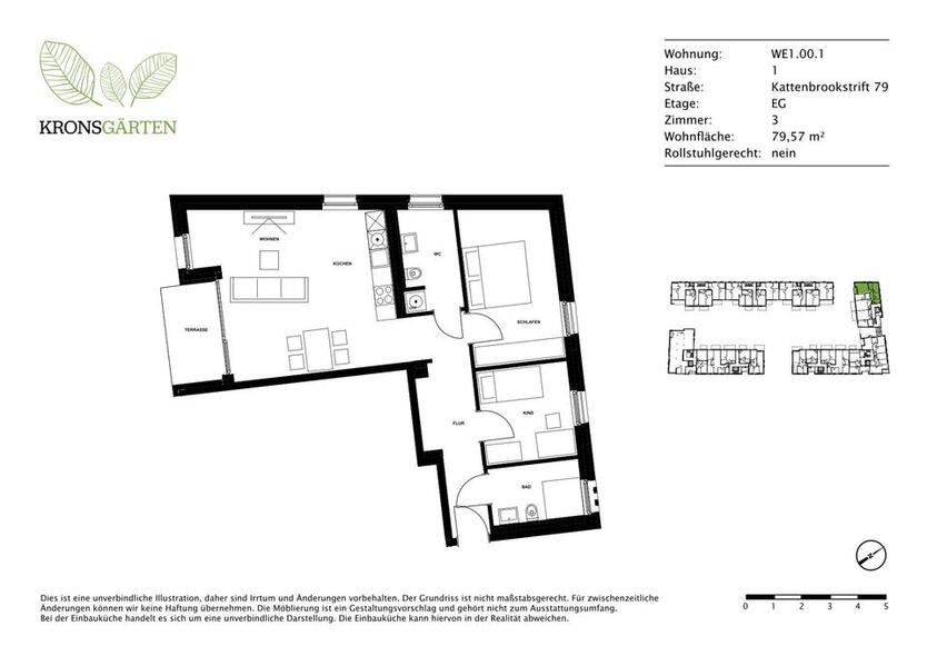 3-Zimmer-Wohnung mit Einbauküche und Tageslichtbad 3 zimmer
