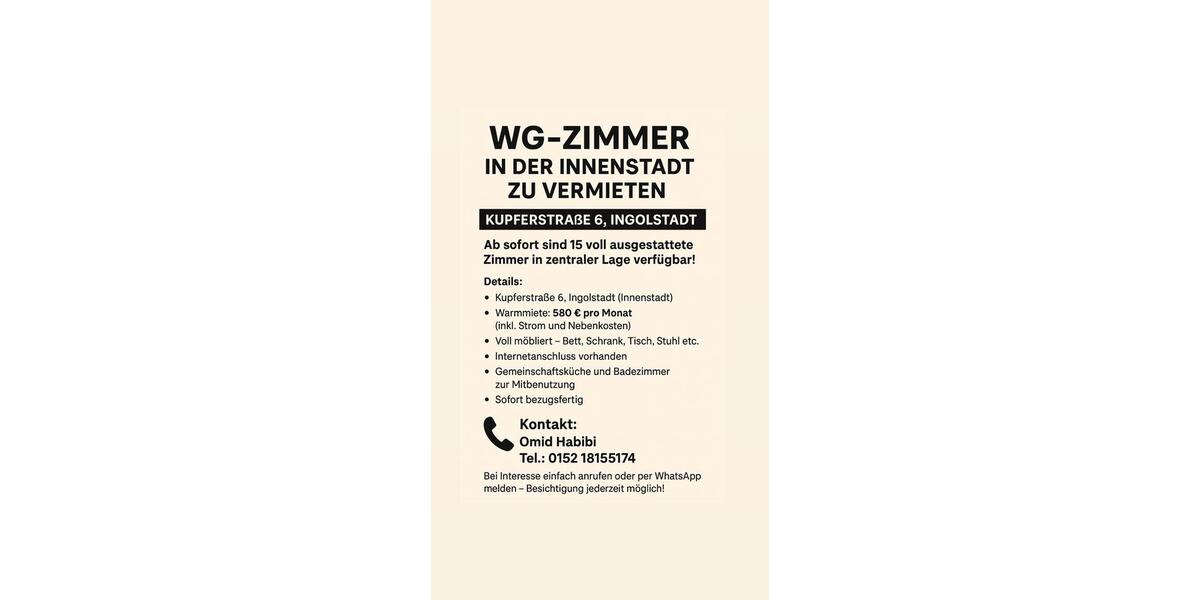 Wg Zimmer? 1 zimmer