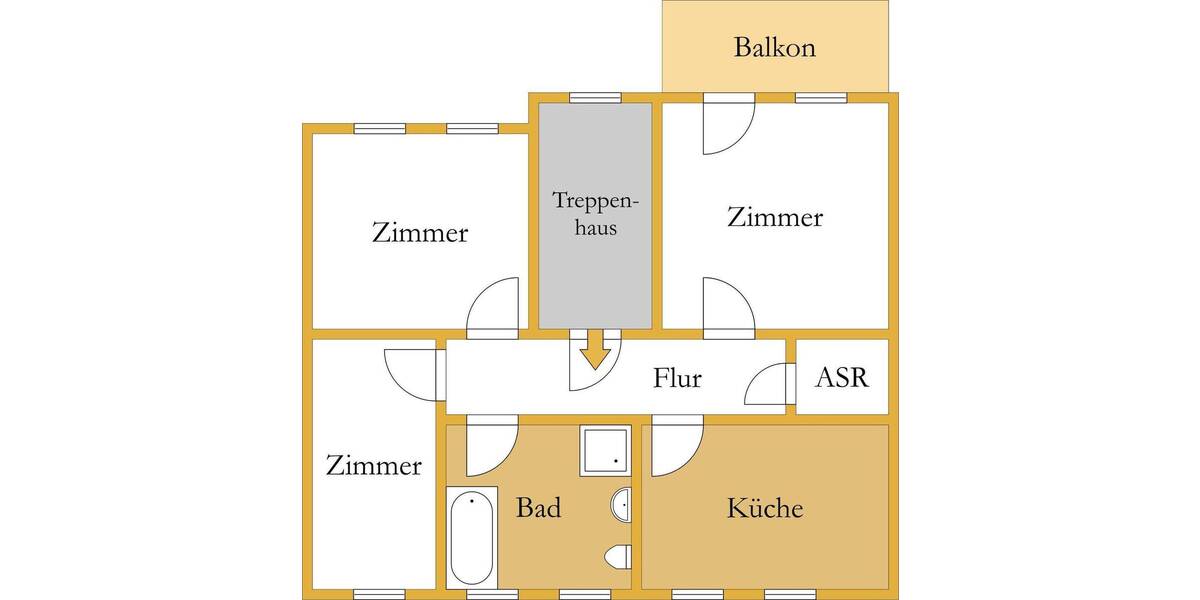 Etagenwohnung Köthen (Anhalt) Köthen - 3 Zimmer, 82 m&sup2;, 495&euro; | Angebot:26683711